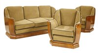 Lot 153 - An Art Deco walnut three piece suite