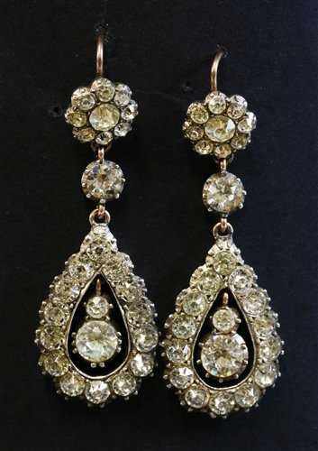Lot 23 - A pair of Georgian paste drop earrings