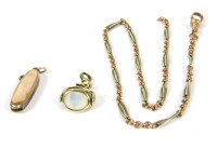 Lot 54 - A two colour gold fancy link Albert with swivel clip