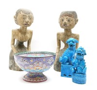 Lot 370 - A pair if Indian carved and painted kneeling figures