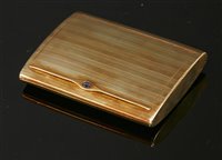 Lot 196 - A Continental gold cigarette case of rectangular eliptical form