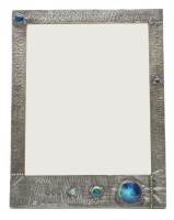 Lot 267 - A Liberty style pewter and pottery roundel mounted picture frame