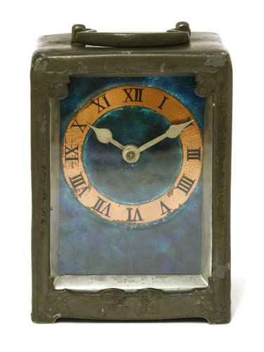 Lot 49 - A Liberty & Co pewter and enamel desk clock