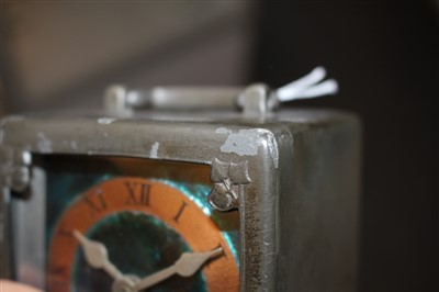 Lot 49 - A Liberty & Co pewter and enamel desk clock