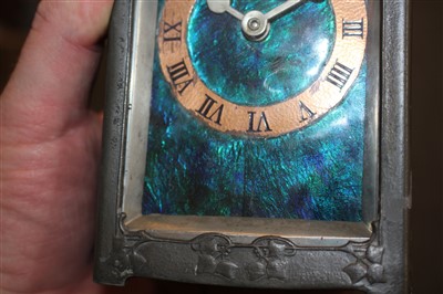 Lot 49 - A Liberty & Co pewter and enamel desk clock