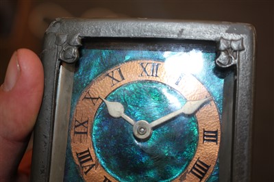 Lot 49 - A Liberty & Co pewter and enamel desk clock