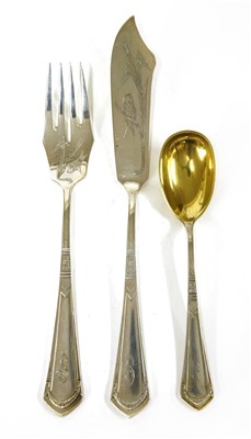 Lot 91 - A Polish silver eighteen-setting fish service