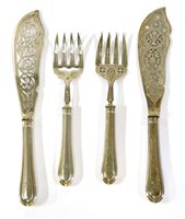 Lot 105 - Two pairs of silver fish servers