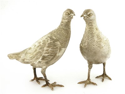 Lot 118 - A pair of contemporary silver game birds