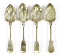 Lot 108 - Four early 19th century Scottish provincial silver fiddle pattern tablespoons