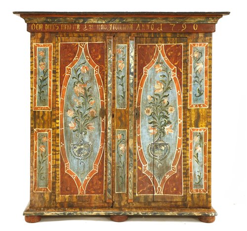 Lot 698 - An Austrian painted pine wardrobe