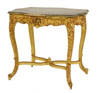 Lot 765 - A Louis XV-style giltwood and marble top side table