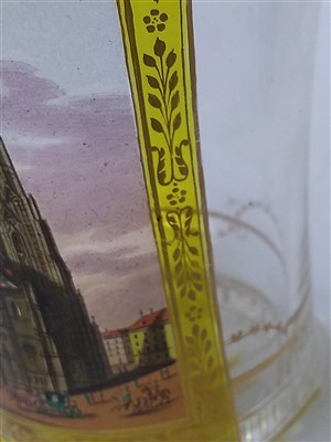 Lot 155 - A Vienna transparent enamelled glass beaker or Ranftbecher
