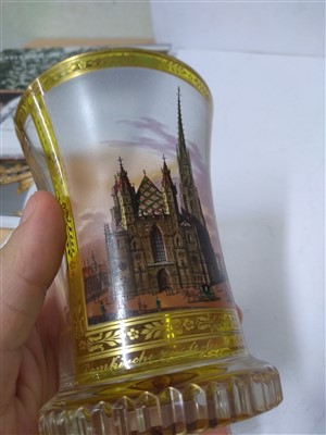 Lot 155 - A Vienna transparent enamelled glass beaker or Ranftbecher