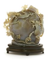 Lot 372 - A Chinese agate carving