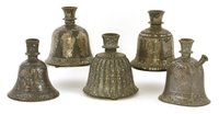 Lot 184 - Five Indian Bidriware hookah pipe bases
