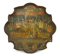 Lot 157 - A Mughal Persian lacquered papier mâché tray
