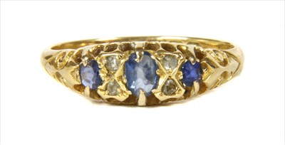 Lot 6 - A Victorian 18ct gold sapphire and diamond ring