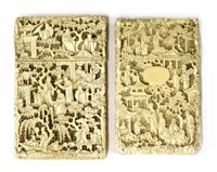 Lot 236 - Two Chinese Canton ivory card cases