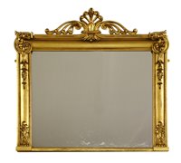 Lot 410 - A large giltwood overmantel mirror