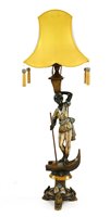 Lot 840 - A carved and painted Venetian blackamoor standard lamp