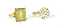 Lot 32 - Citrine ring and cultured pearl ring