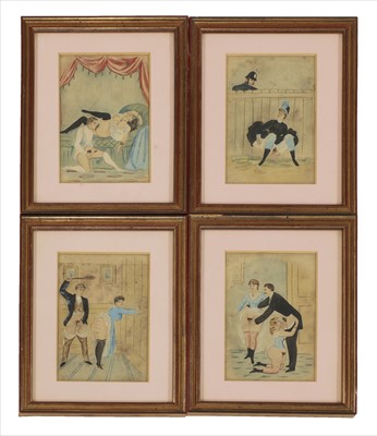 Lot 236 - FOUR VICTORIAN STREET ART PORNOGRAPHIC WATERCOLOURS