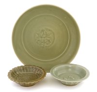Lot 23 - A Chinese Longquan celadon plate