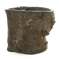Lot 272 - A Chinese wood brush pot