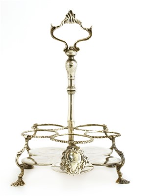 Lot 107 - A George III Irish silver Warwick cruet stand