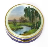 Lot 693 - A silver and enamel circular compact
