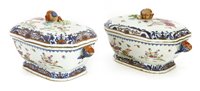 Lot 83 - A pair of Chinese famille rose tureens and covers