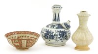 Lot 37 - A blue and white kendi, a qingbai vase and a Vietnamese bowl