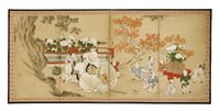 Lot 369 - A Japanese four-panel byōbu folding screen