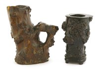 Lot 435 - Two Chinese root carving brush pots