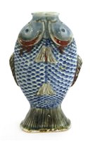 Lot 77 - A Chinese blue and white twin fish vase
