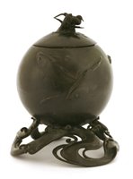 Lot 336 - A Japanese bronze bowl and cover