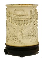 Lot 240 - A Chinese ivory brush pot