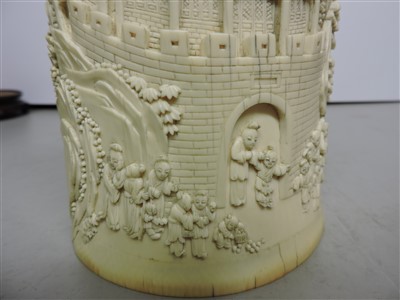 Lot 240 - A Chinese ivory brush pot