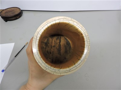 Lot 240 - A Chinese ivory brush pot