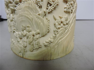 Lot 240 - A Chinese ivory brush pot