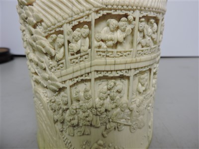 Lot 240 - A Chinese ivory brush pot