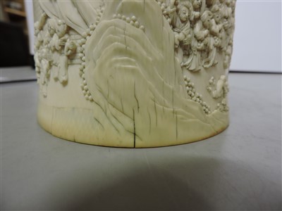 Lot 240 - A Chinese ivory brush pot