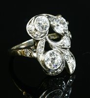 Lot 185 - An American white gold diamond set spray ring