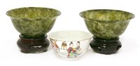 Lot 440 - Two hardstone bowls and a tea bowl