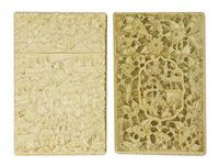 Lot 219 - Two Chinese Canton ivory card cases