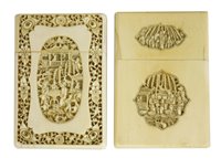 Lot 221 - Two Chinese Canton ivory card cases