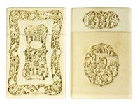 Lot 223 - Two Chinese Canton ivory card cases