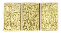 Lot 228 - Three Chinese Canton ivory card cases