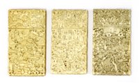 Lot 230 - Three Chinese Canton ivory card cases